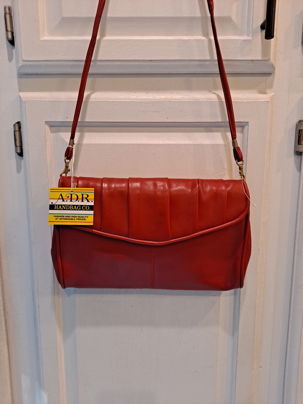 ADR Handbag Co. Cherry Red Vintage 80s Vinyl-Leather Crossbody Shoulder Bag